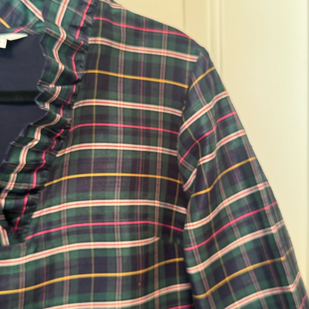 Crown & Ivy Plaid Dress Ruffle Neck / Size L - Picture 3 of 7